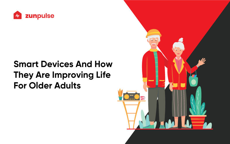Older adults man and woman and smart devices