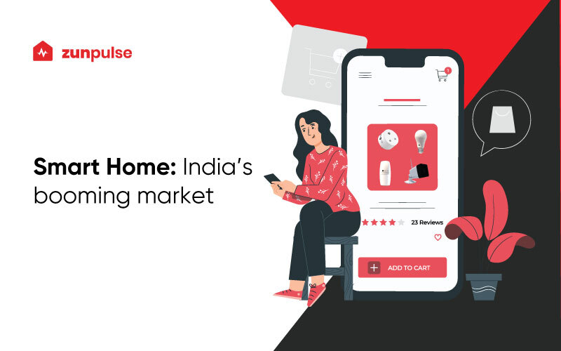 Lady with mobile phone controlling smart home