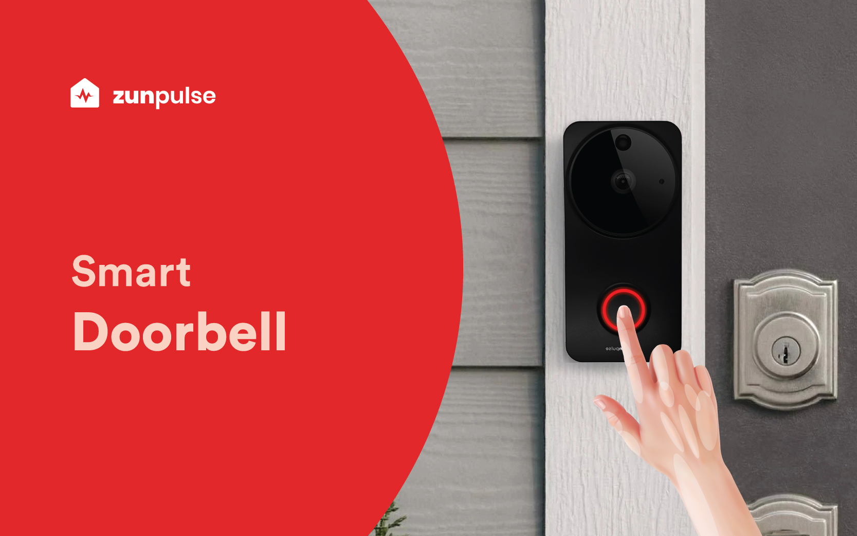 visitor pressing zunpulse smart doorbell